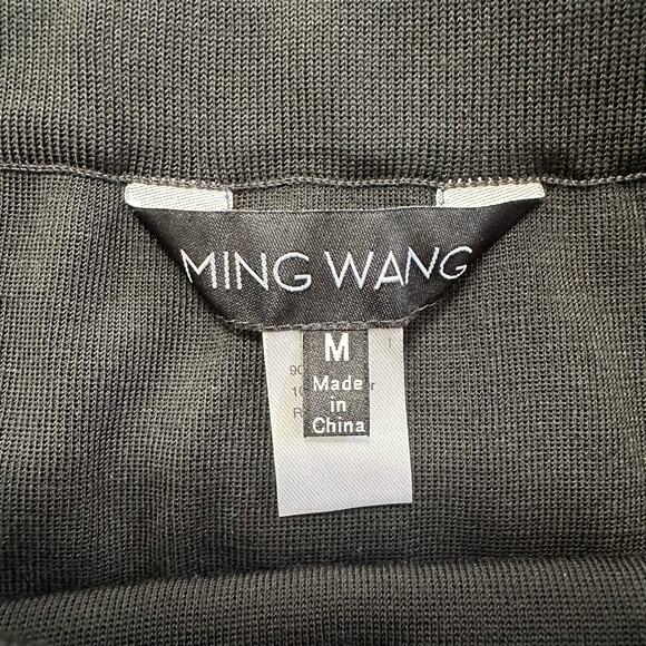 Ming Wang Knit Midi Skirt Womens Size M Black Ruffle Hem Pull-On Classic Stretch - Picture 2 of 6